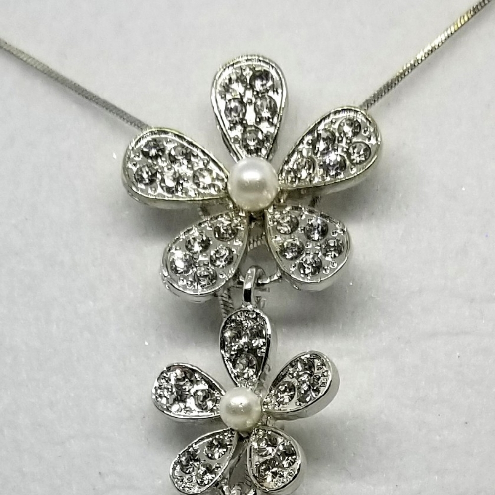Necklace Long Pearls & Crystals - Picture 3 of 4